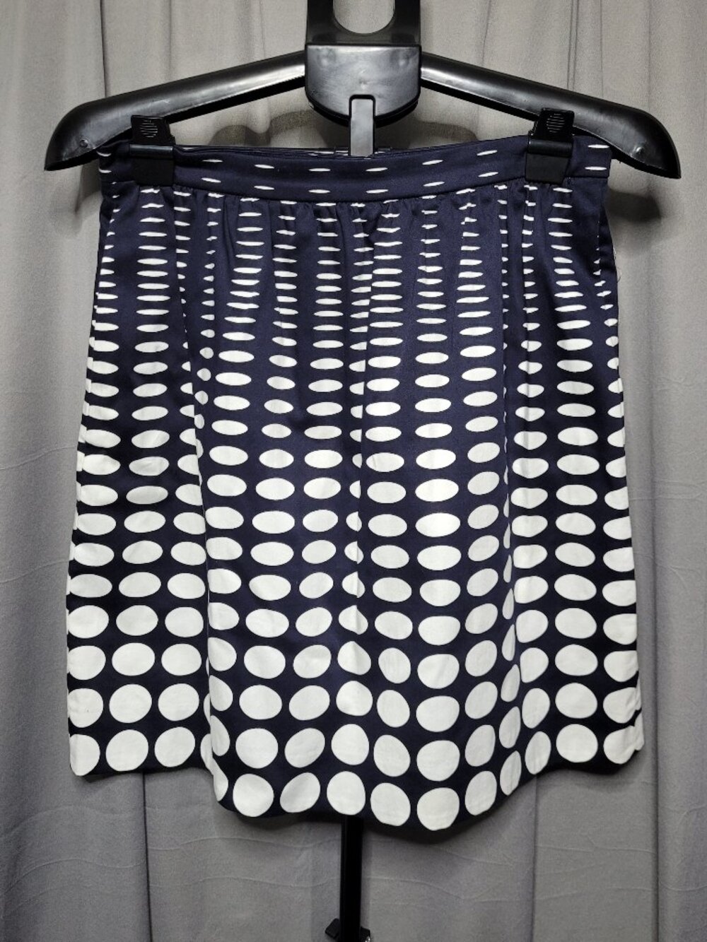 J.Crew Navy Blue White Ombre Polka Dot Print A-line Cotton Skirt